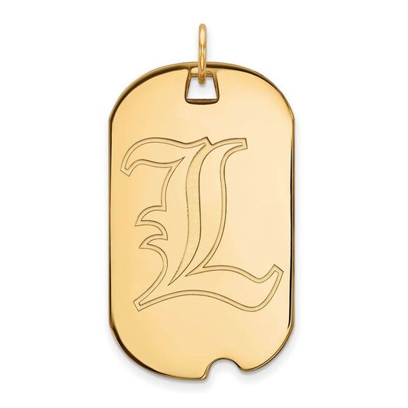 10k Yellow Gold U. of Louisville Large Dog Tag Pendant